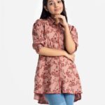 Brown Viscose A-Line Shirt