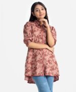 Brown Viscose A-Line Shirt