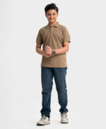 Brown Cotton Short Sleeve Polo - Image 3