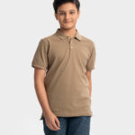 Brown Cotton Short Sleeve Polo
