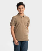 Brown Cotton Short Sleeve Polo