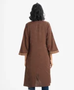 Brown Jacquard Abaya-style Shrug - Image 4