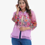 Pink Muslin Silk Koti