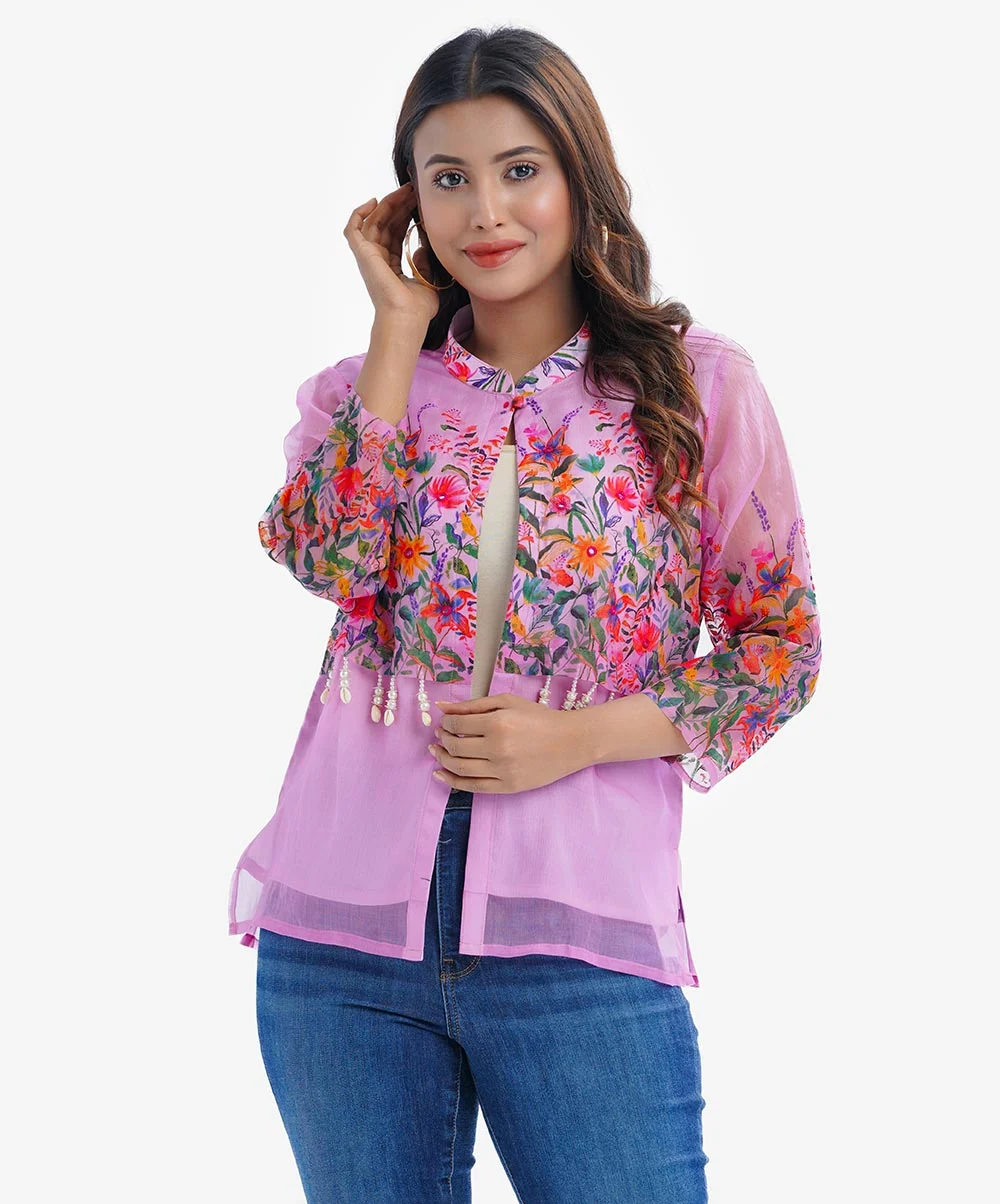 31c46720-7d86-4784-9f29-a725ea0073d2 Pink Muslin Silk Koti - Image 1