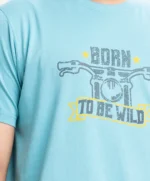 Sky Blue Cotton Short Sleeve T-shirt - Image 3