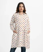 White Stretchable Georgette Ladies Shirt