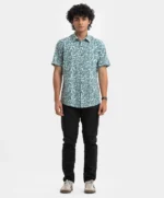 Sea Green Cotton Short Sleeve Casual Shirt - Image 2