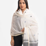 Blue Cotton Jacquard Dupatta