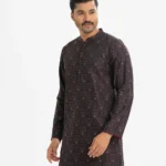 Maroon Jacquard Semi Fitted Panjabi