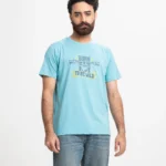 Sky Blue Cotton Short Sleeve T-shirt
