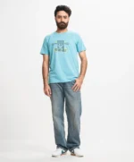 Sky Blue Cotton Short Sleeve T-shirt - Image 4