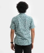 Sea Green Cotton Short Sleeve Casual Shirt - Image 5