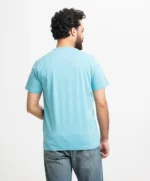 Sky Blue Cotton Short Sleeve T-shirt - Image 2