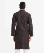 Maroon Jacquard Semi Fitted Panjabi - Image 5