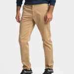 Brown Cotton Slim-fit Chinos Pants