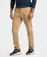Brown Cotton Slim-fit Chinos Pants
